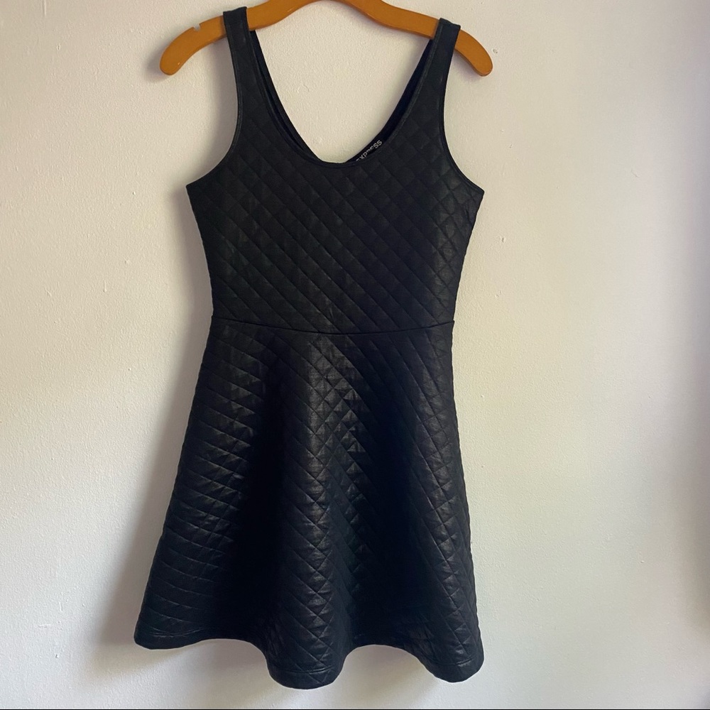 Express black assimilating leather dress